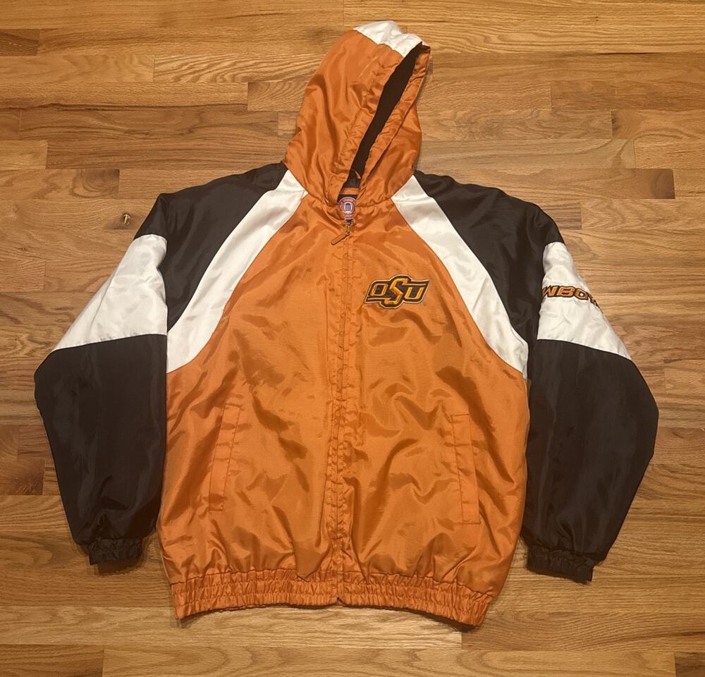 OSU Oklahoma State Cowboy's Men's Large Windbreaker Hooded Jacket Embroidered